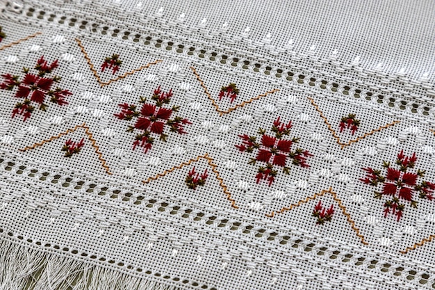 Szczegół haftu na tkaninie